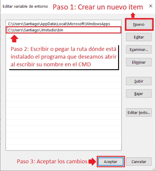 Pasos para añadir una ruta al PATH