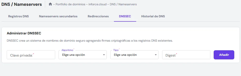 DNSSEC está desactivado en Hostinger por defecto