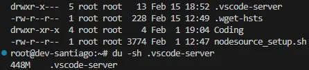 Visual Studio Code server pesa 448MB en un sistema de archivos ext4