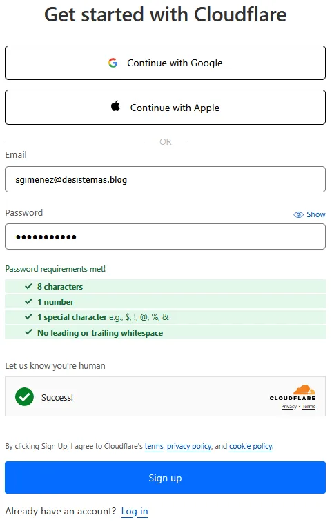 Registro en Cloudflare