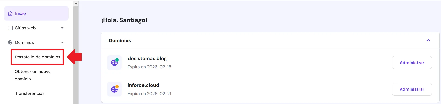 Portafolio de dominios