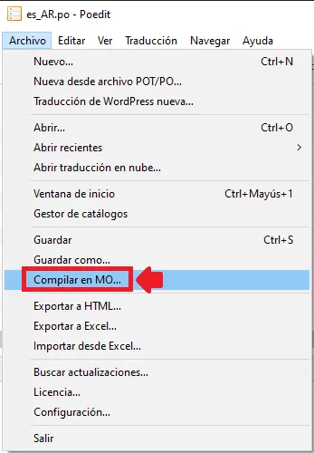 Compilar en formato MO
